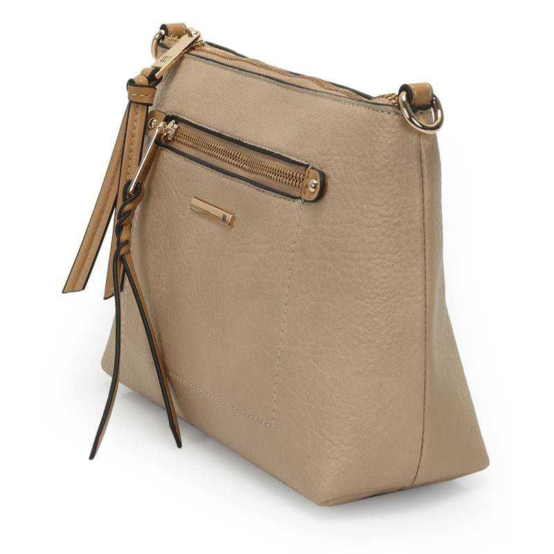 Bolsa WJ bege vista lateral mostrando profundidade e base estruturada